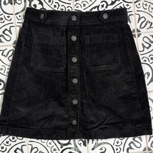 Madewell Black Corduroy Mini Skirt with Buttons
